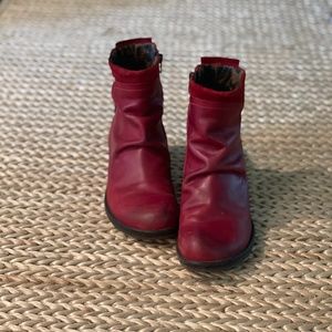 London Fly Red Leather and Suede Booties